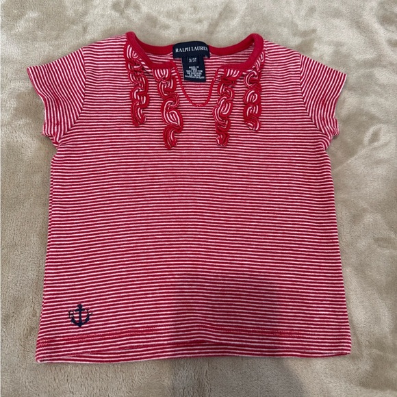 The Children's Place Other - RALPH LAUREN Girls Red Striped Shirt Size 3T(PreLoved)